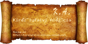 Királyfalvi Alícia névjegykártya